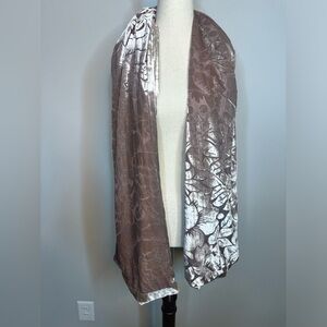 Calzeat of Scotland velour dusty rose pink floral rectangular scarf 14” x 70”